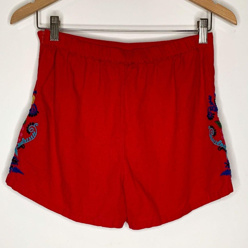 BP. Embroidered Festival‎ Boho Red Linen Blend Shorts Sz S - Picture 8 of 10